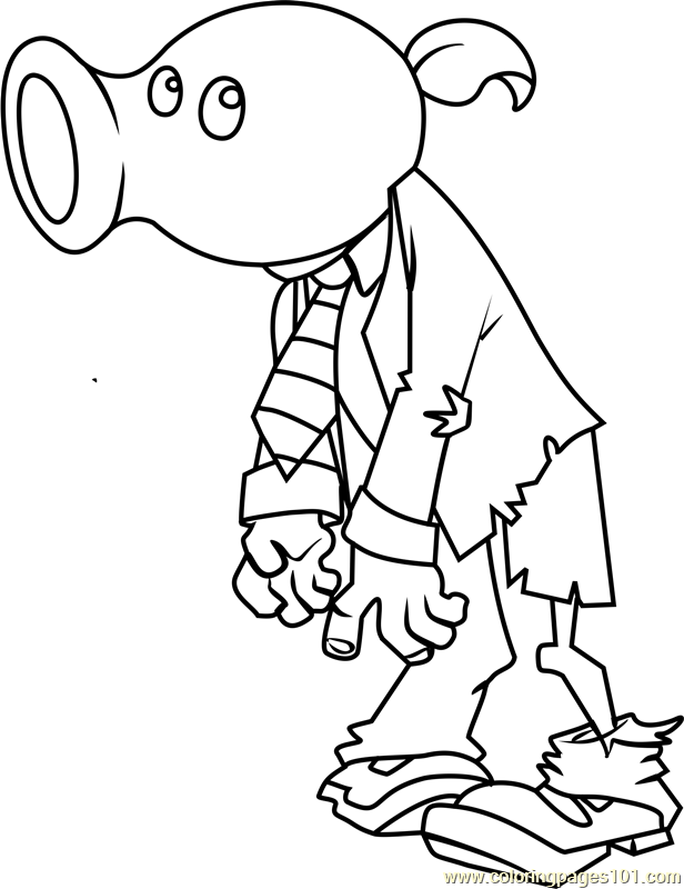 Peashooter zombie coloring page for kids