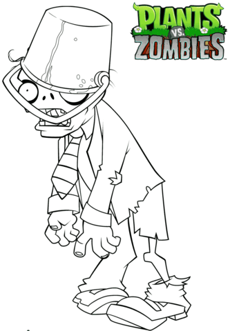 Plants vs zombies buckethead zombie coloring page free printable coloring pages