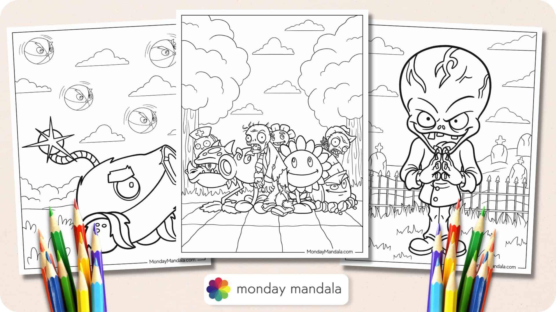 Plant vs zombies coloring pages free pdf printables