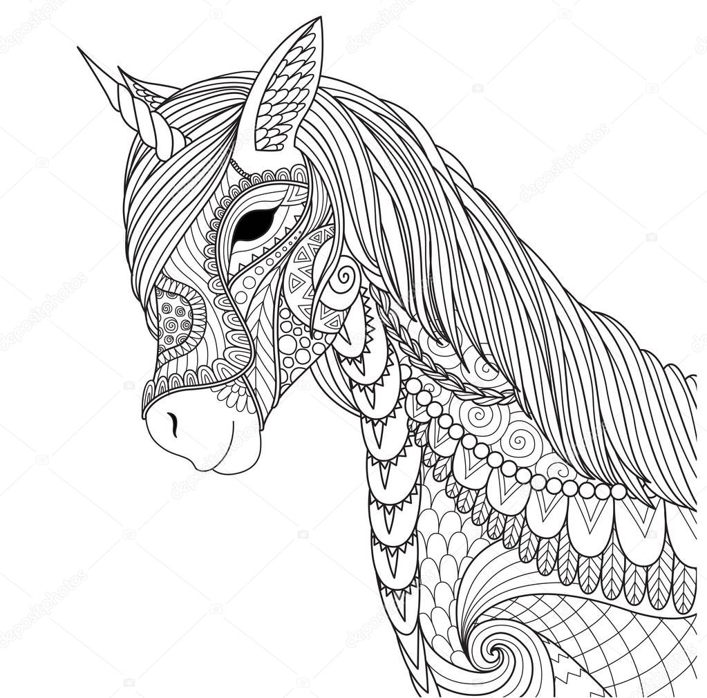 Unicorno colorazione pagina del libro altri elementi design illustrazione vettoriale