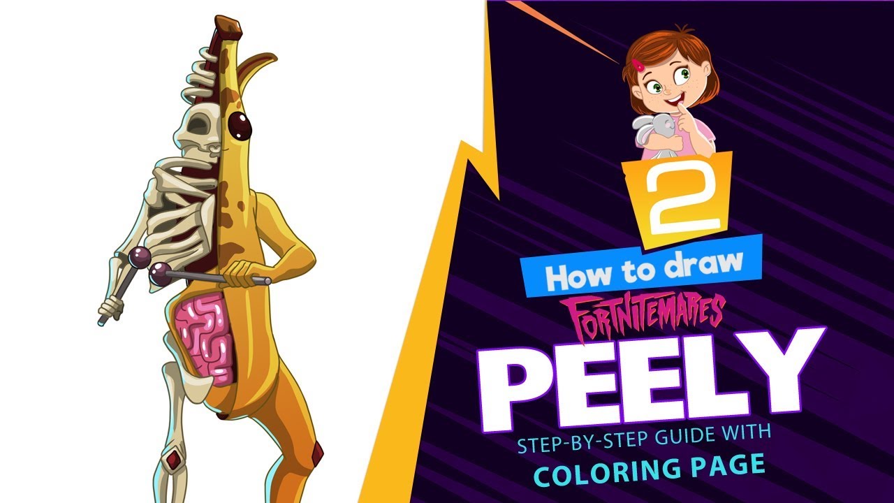 How to draw halloween peely bone fortnitemare step