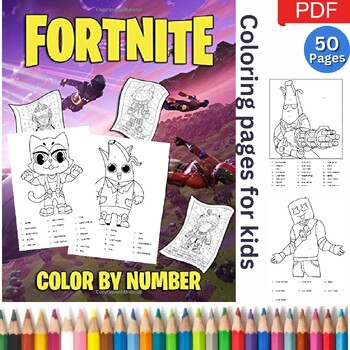 Fortnite color by number printable coloring pages for kids boys girls