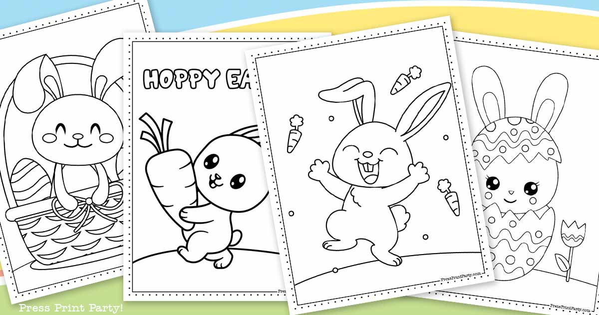 Fun easter bunnies coloring pages for kids free