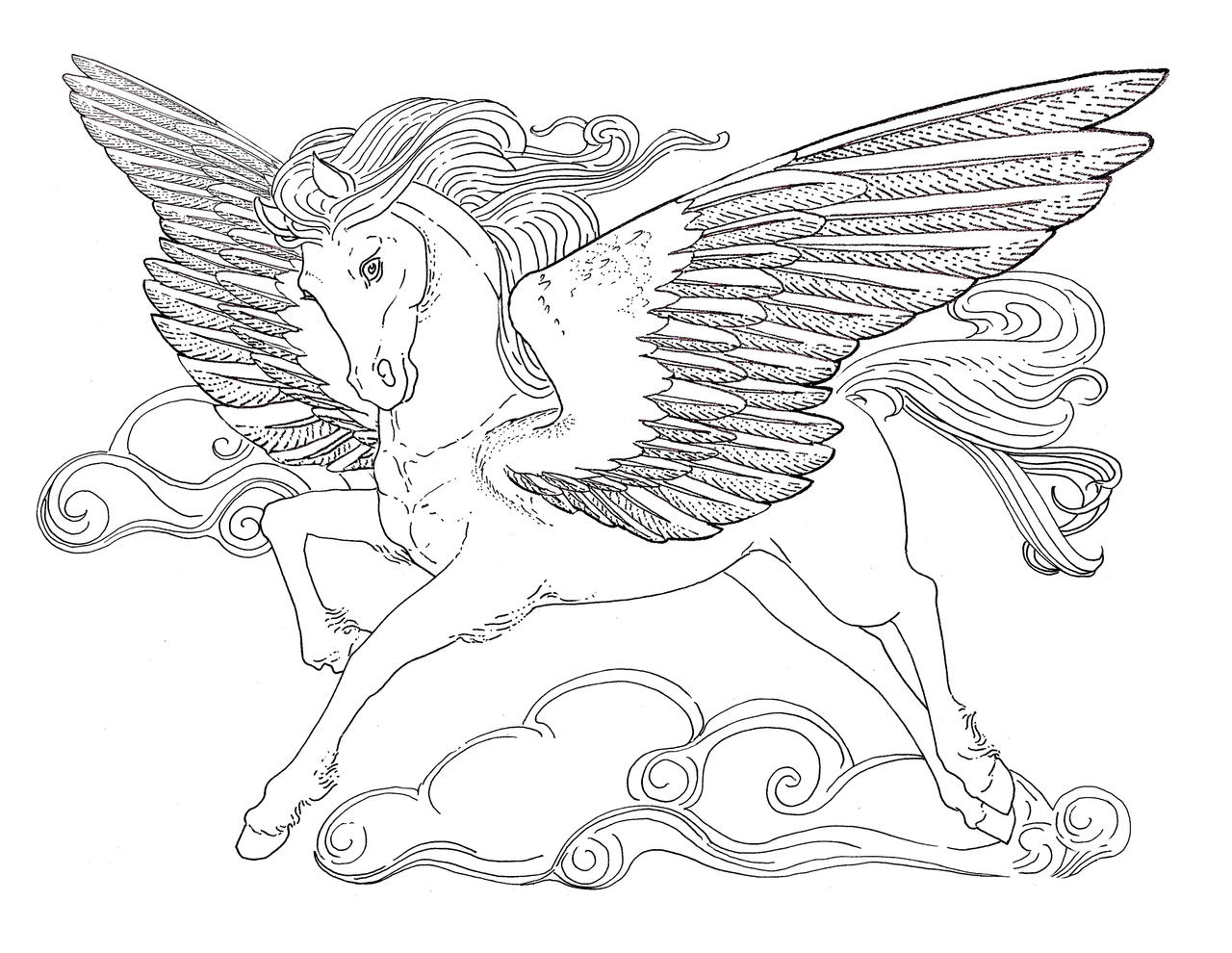 Pegasus coloring page by kmgreenwood on