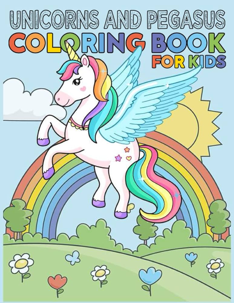 Unicorns and pegasus coloring book for kids ages