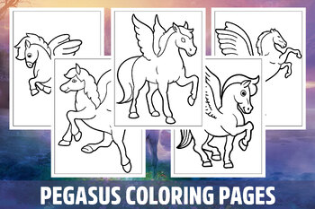 Pegasus coloring pages for kids girls boys teens birthday school activity