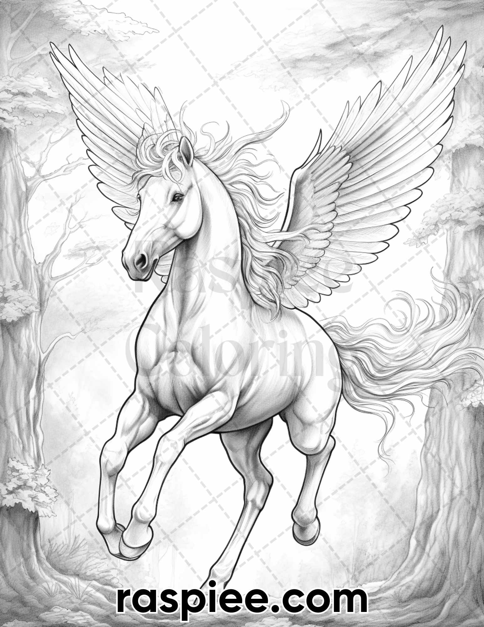 Mystical forest grayscale adult coloring pages printable pdf insta â coloring