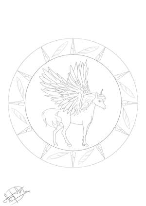 Ausmalbilr einhorn und pegasus