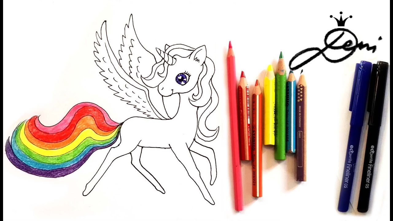 Einhorn zeichnen ð pegasus regenbogen schnell zeichnen lernen ð unicorn drawing ð ñðññðð ðµðððñðð