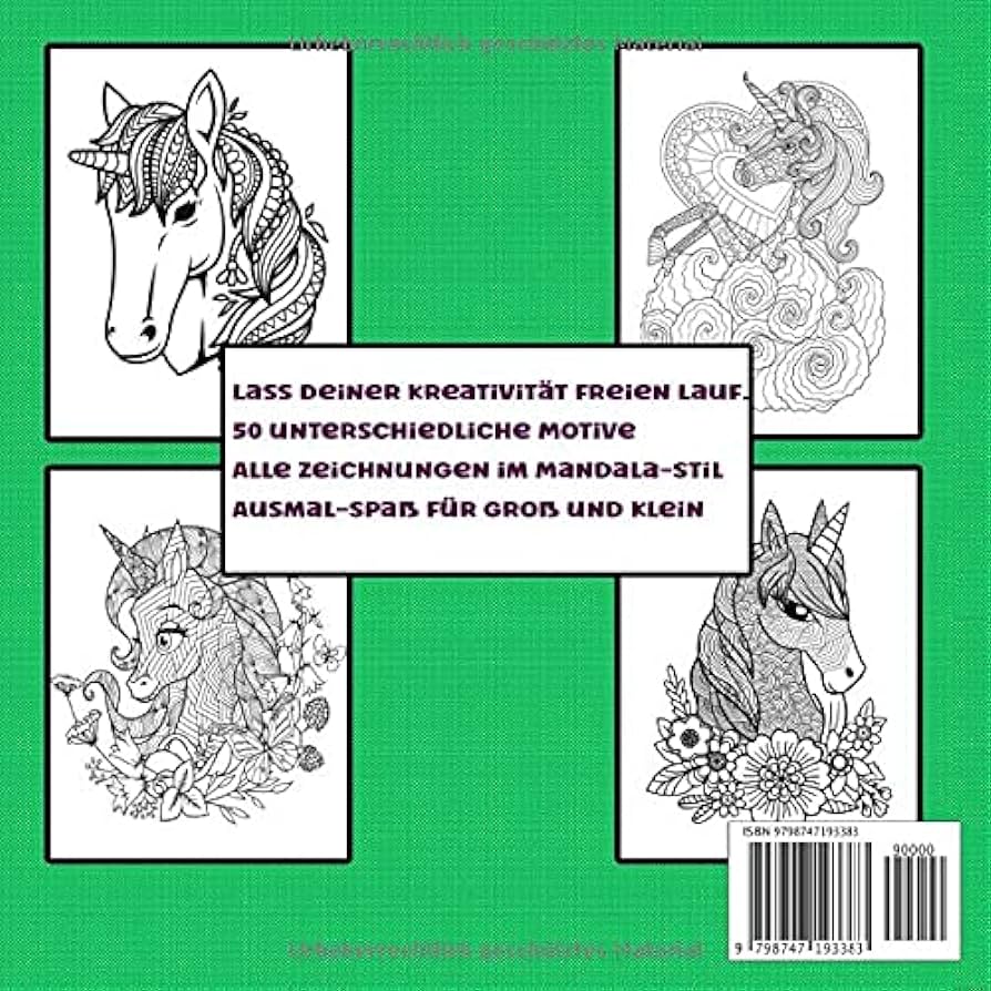 Mein zauberhaftes einhorn mandala malbuch ãber wunrschãne ausmalbilr von magischen pfern einhãrnern und m pegasus mirillia mia books