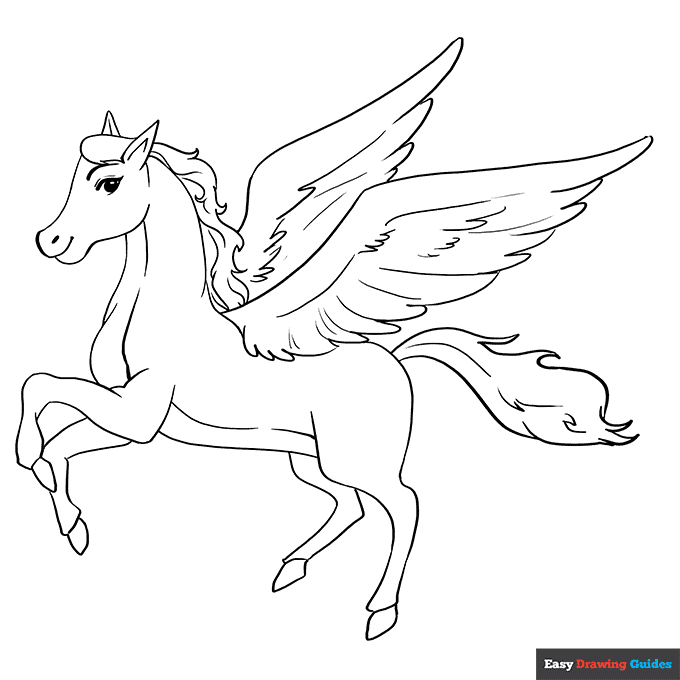 Pegasus coloring page easy drawing guides