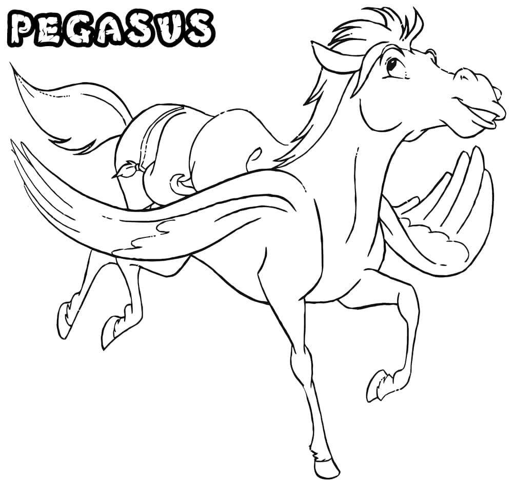 A cartoon pegasus coloring page