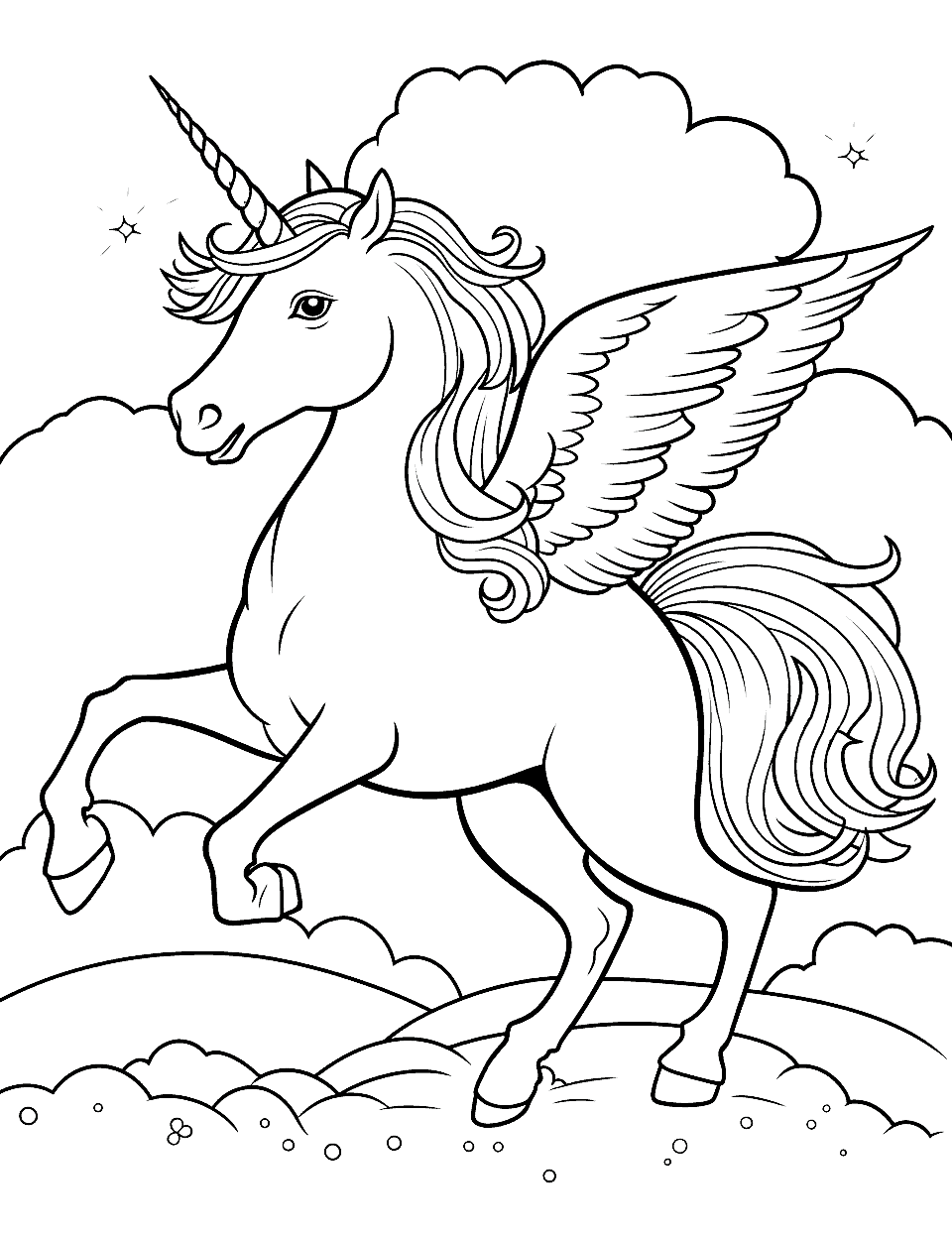 Unicorn coloring pages free printable sheets