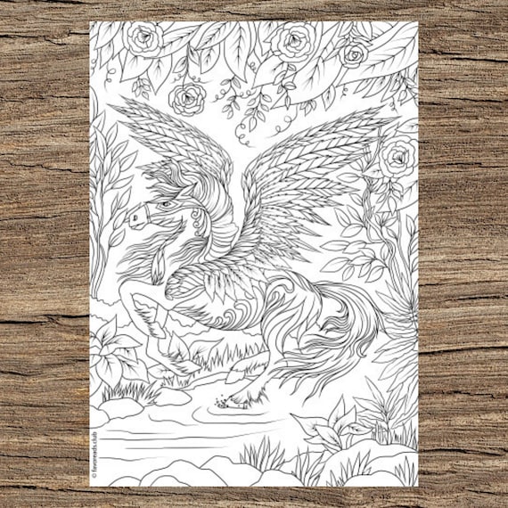 Pegasus printable adult coloring page from favoreads