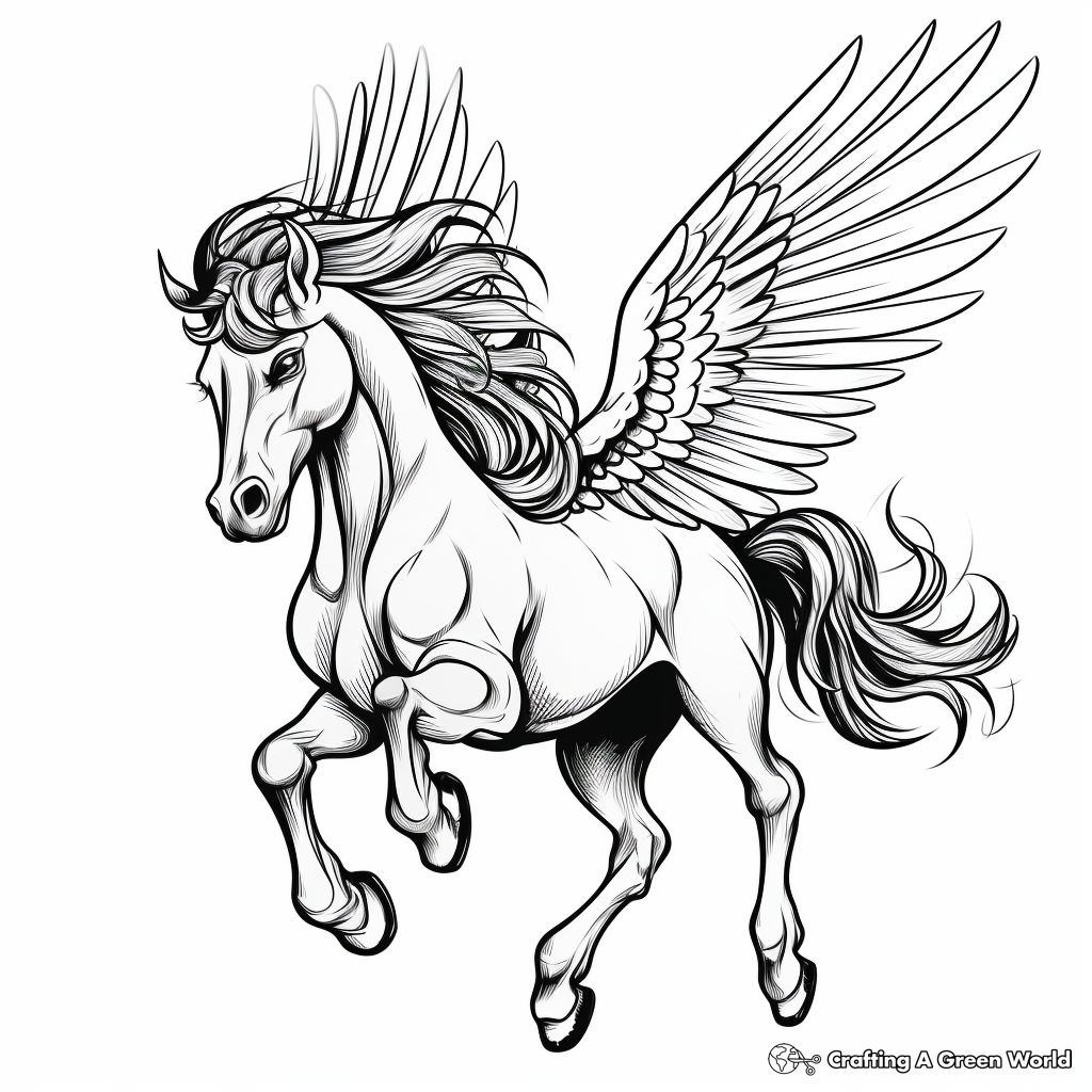 Flying unicorn coloring pages