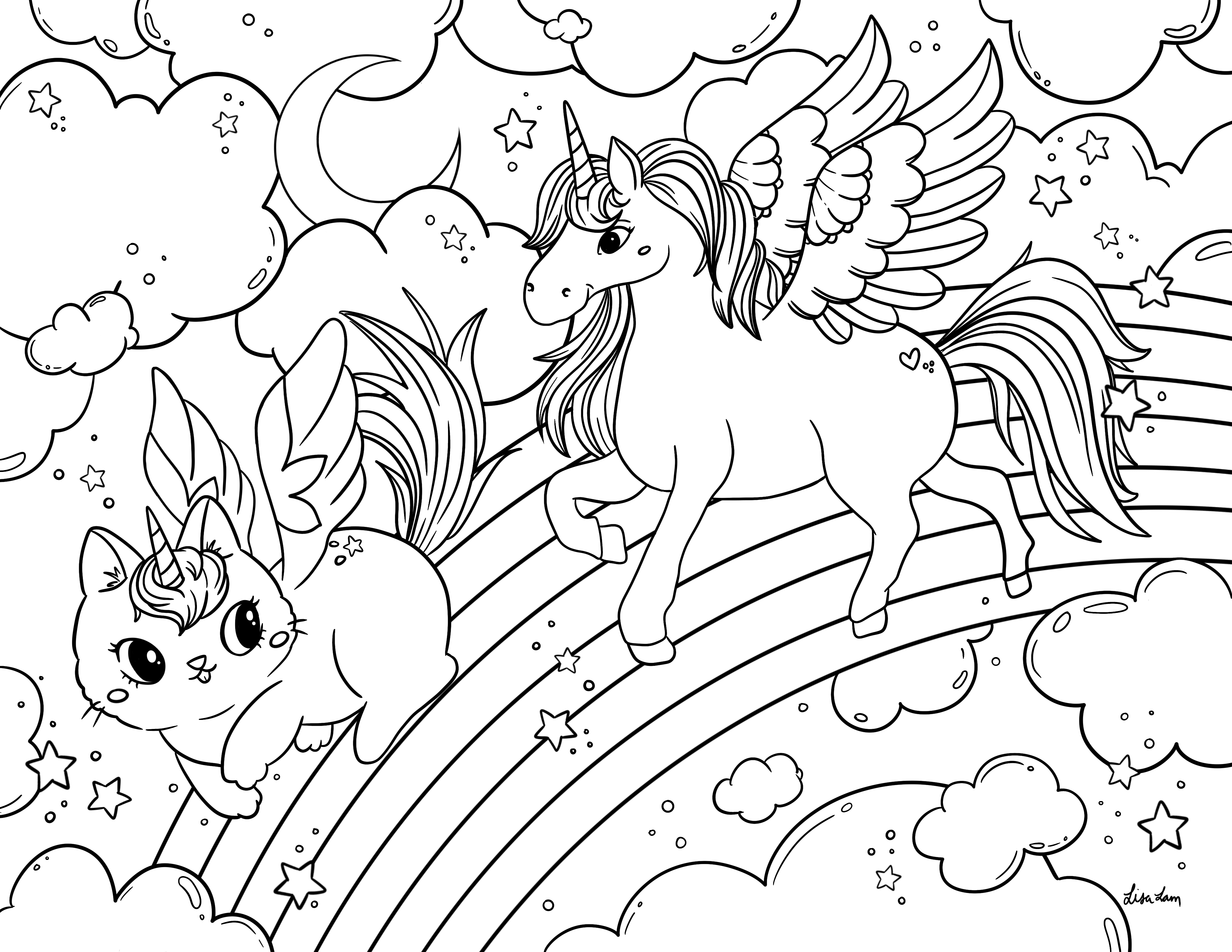 Cat pegasus colouring sheet scyap