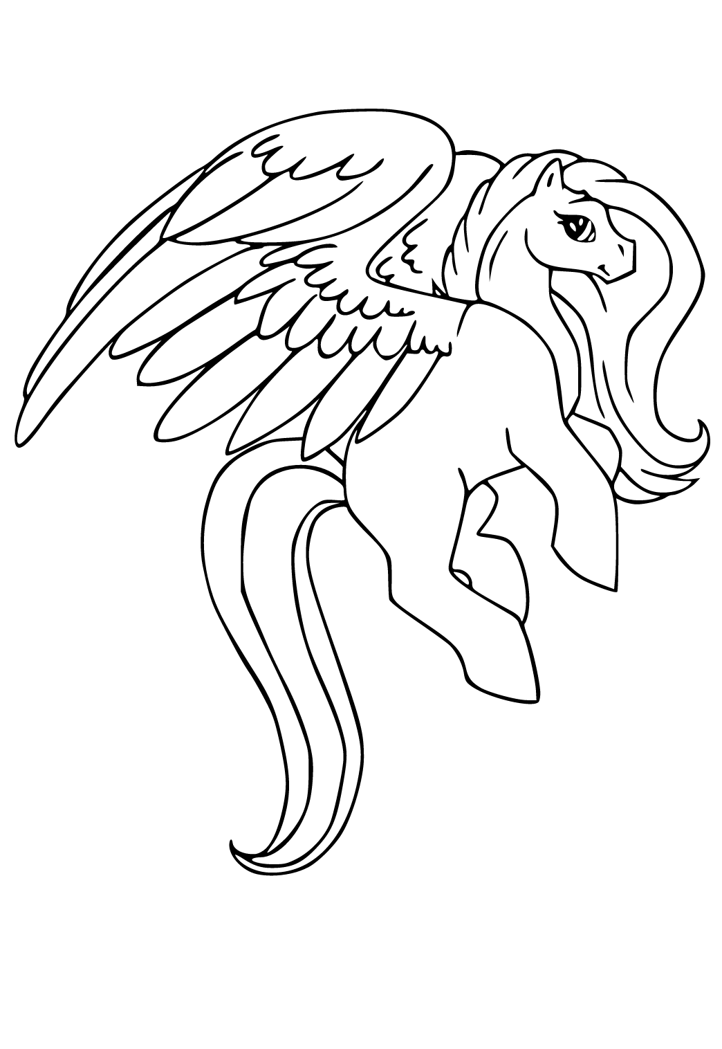 Free printable pegasus hairstyle coloring page for adults and kids