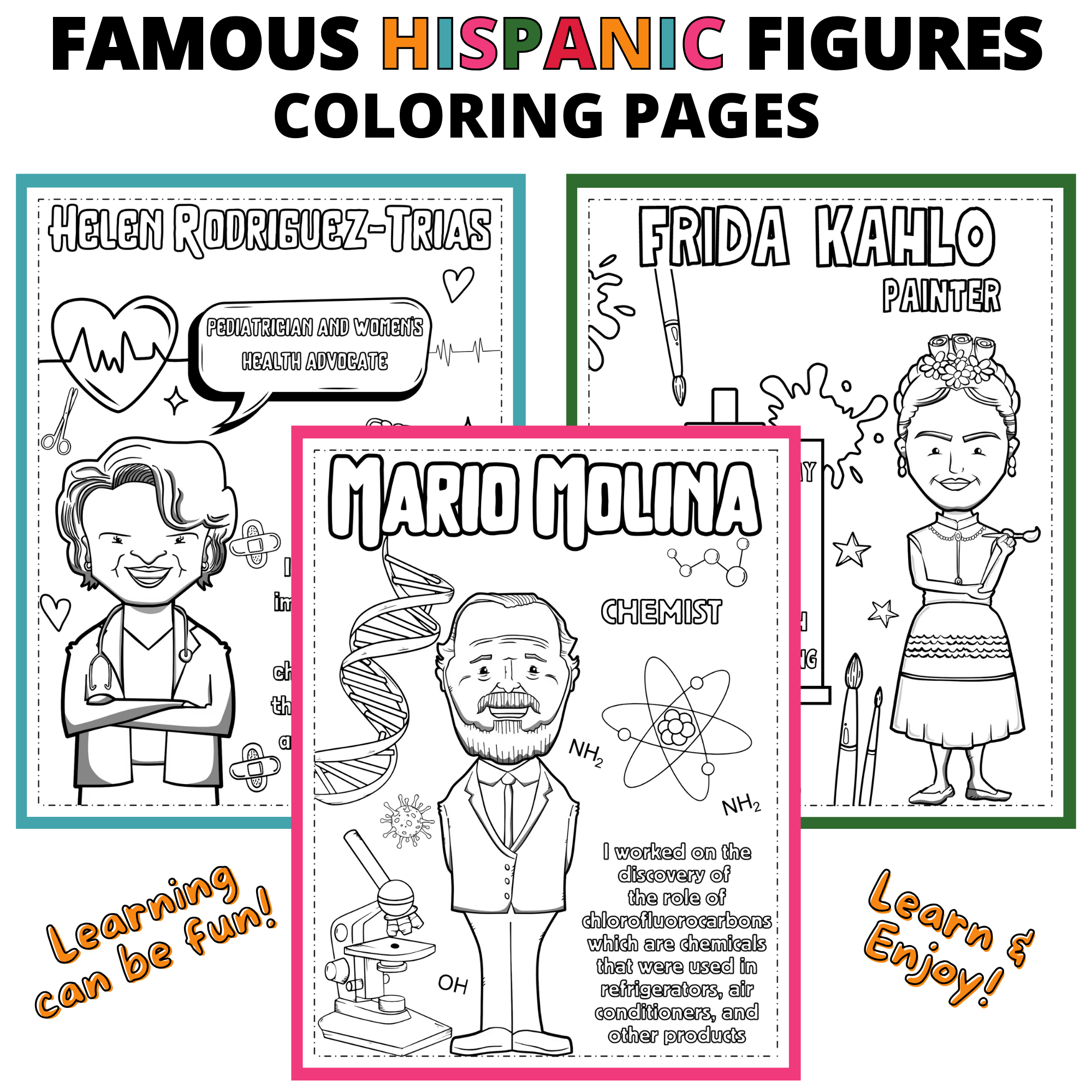 Hispanic heritage month coloring pages famous hispanic figures pages made by teachers