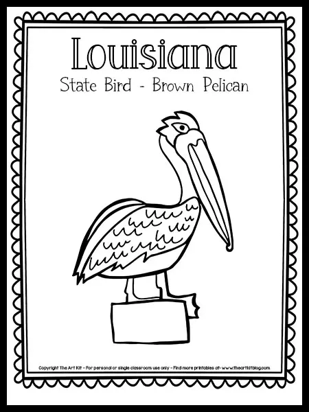 Louisiana state bird coloring page brown pelican free printable â the art kit