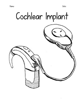 Cochlear implant and the ear coloring sheets by miss patties dhh room