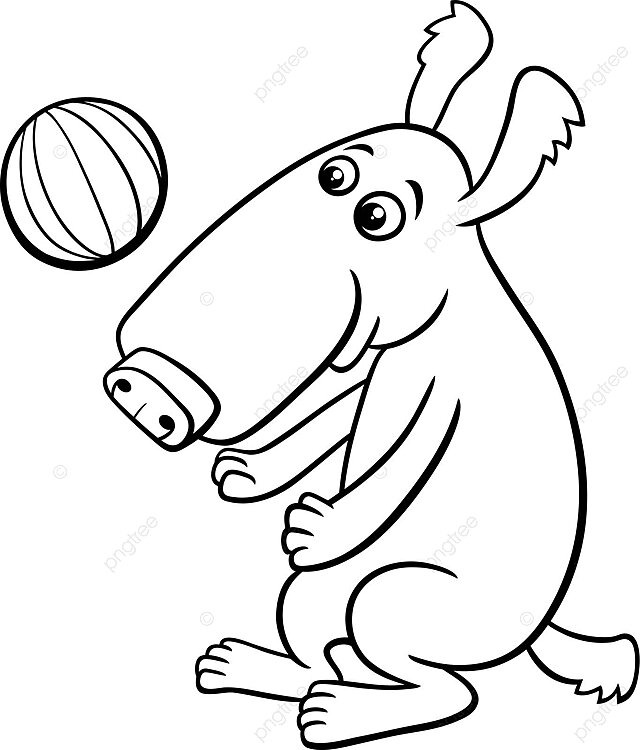 Coloring page of a cartoon dog playing with a ball character vector white coloring ears png and vector with transparent background for free download