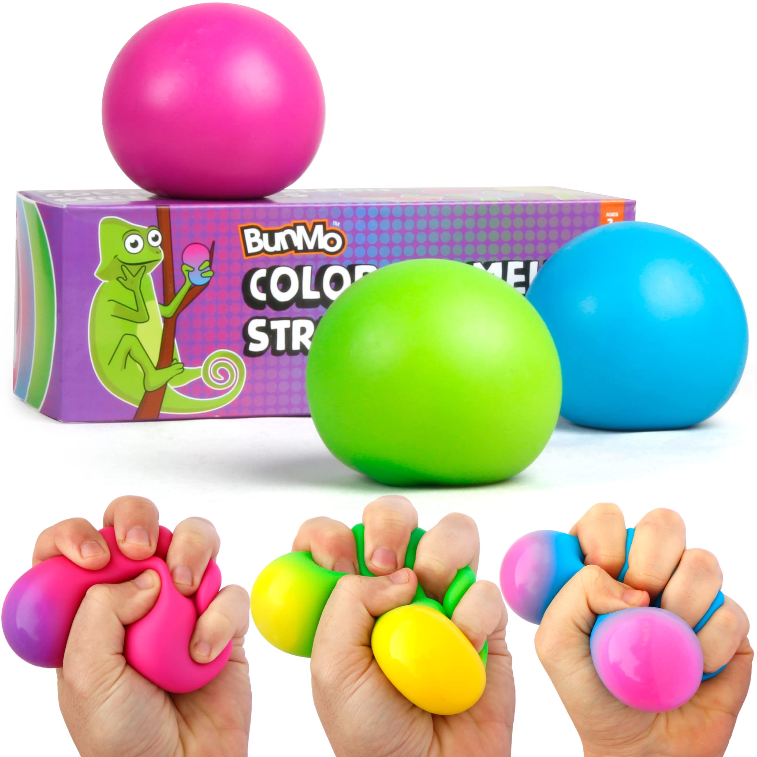 Bunmo stress balls sensory toys pk color changing squishy stress balls calming soothing endless entertainment for kids stimulating fidget toy for boys girls toys games