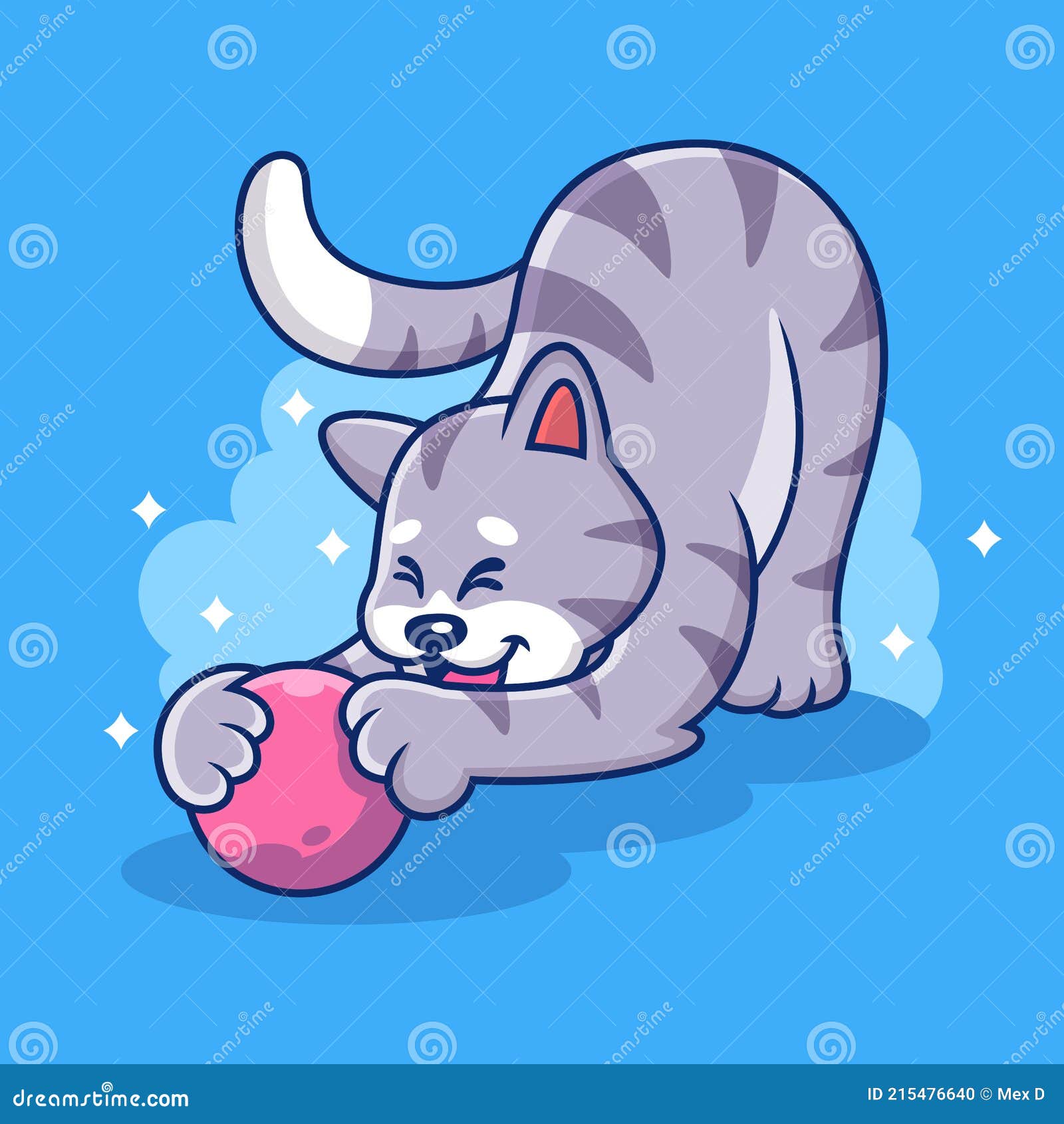 Cute cat playing ball with funny poses animal vector icon illustration isolated on premium vector stock vector