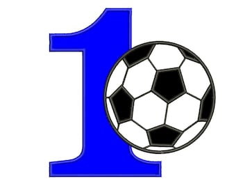 First birthday number soccer ball design machine embroidery digitized applique pattern instant download x x and x hoops