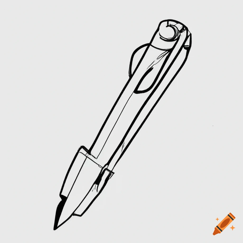 Futuristic pen high tech clean line art coloring book page strong outline on