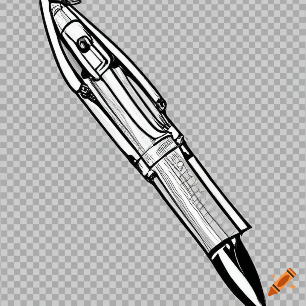 Futuristic pen high tech clean line art coloring book page strong outline on