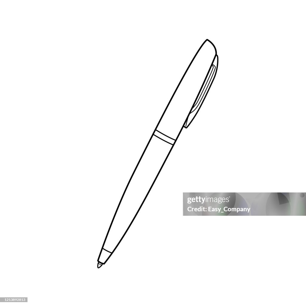 Vector illustration of pen isolated on white background for kids coloring book high