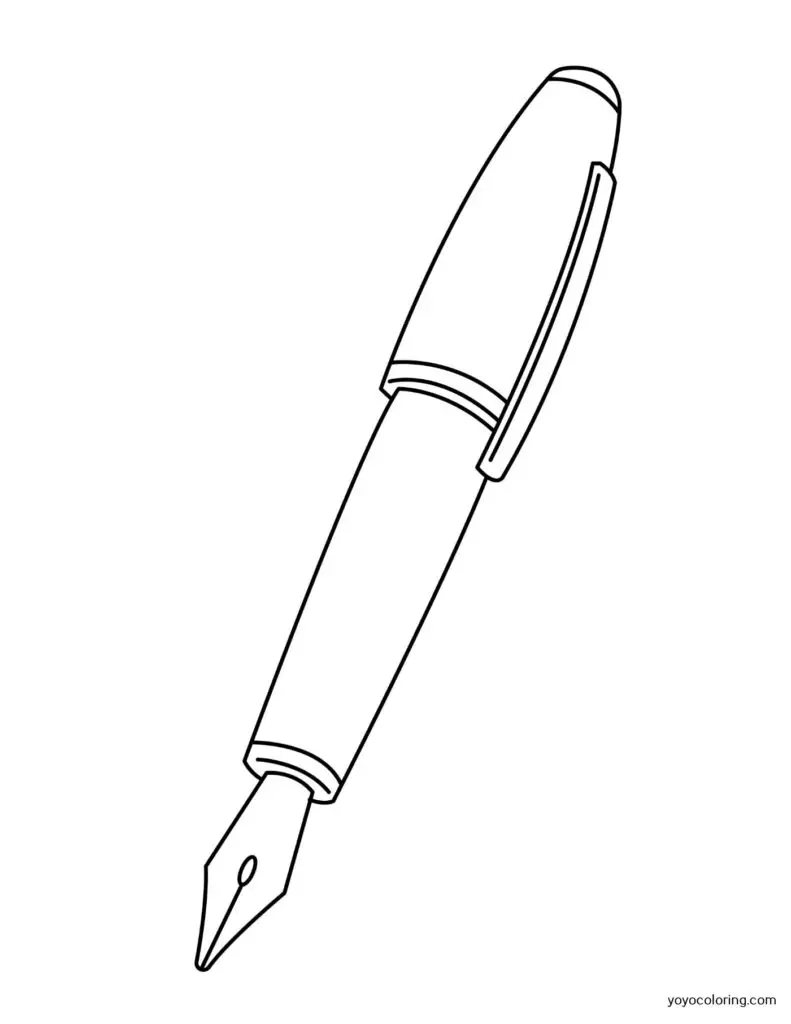 Fountain pen coloring pages á printable painting template