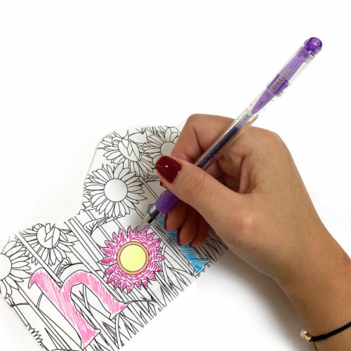 Pc gel pens colored glitter coloring books drawing art marker pen adult kids