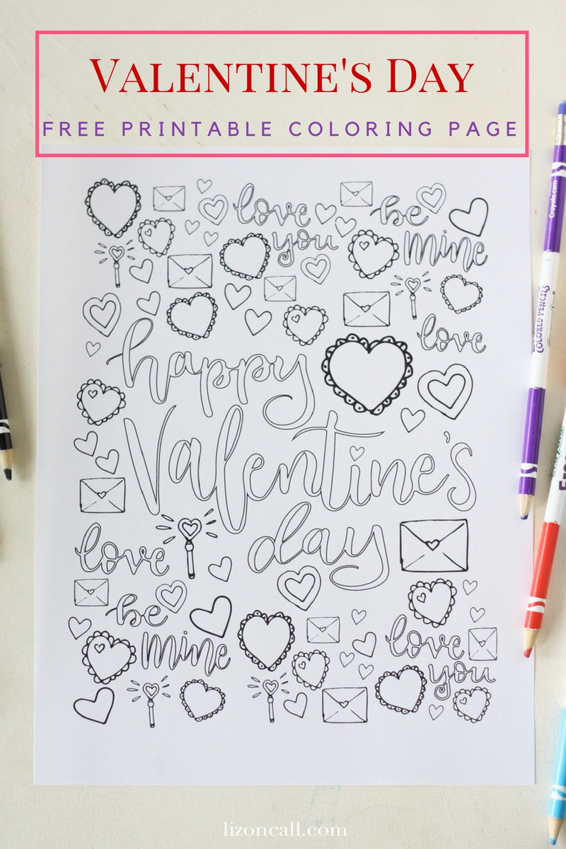 Valentines day coloring page â liz on call