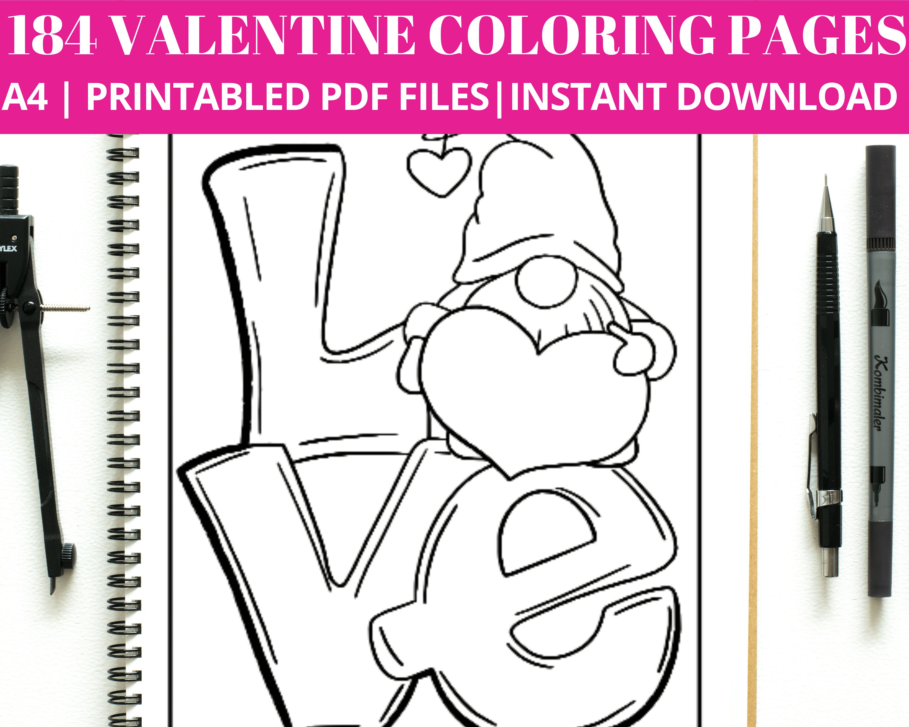 Valentines day coloring page set valentines