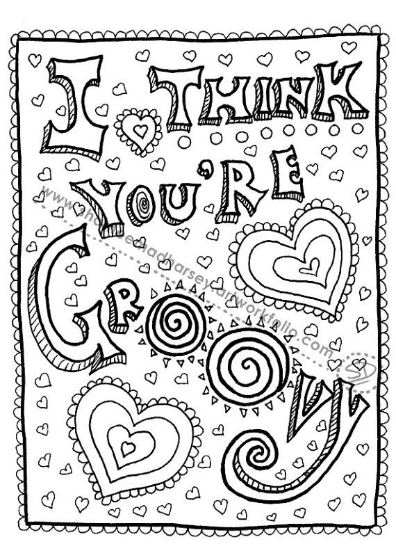 Groovy coloring page valentines day adult coloring page