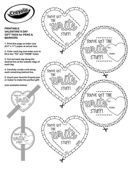 Valentine printable tags for writing supplies crayola valentines printables valentine writing supplies