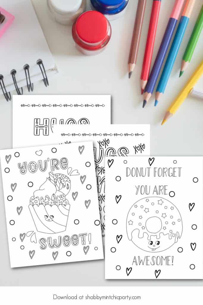 Free valentines day coloring pages shabby mint chic party