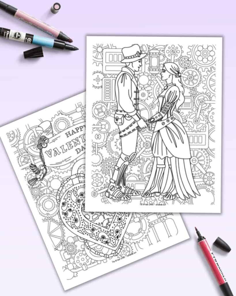 Free printable steampunk valentine coloring pages