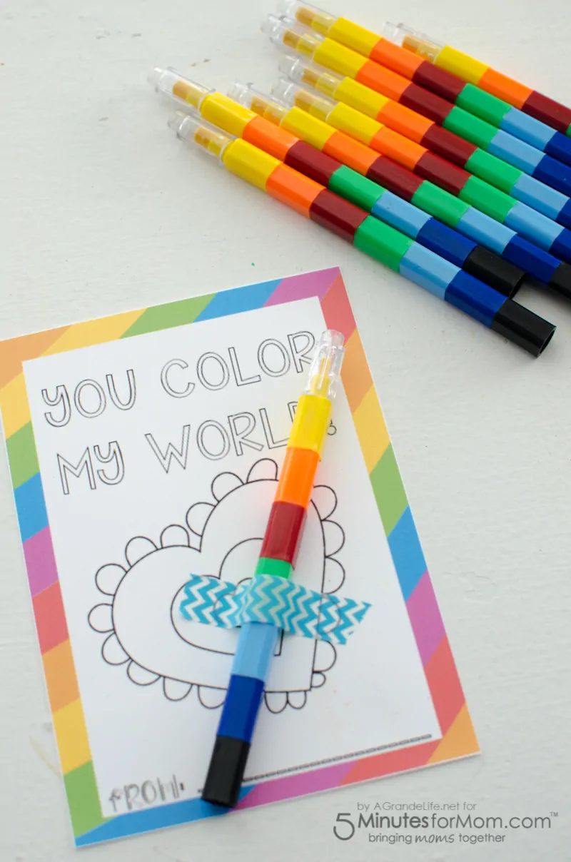 You color my world free printable valentines