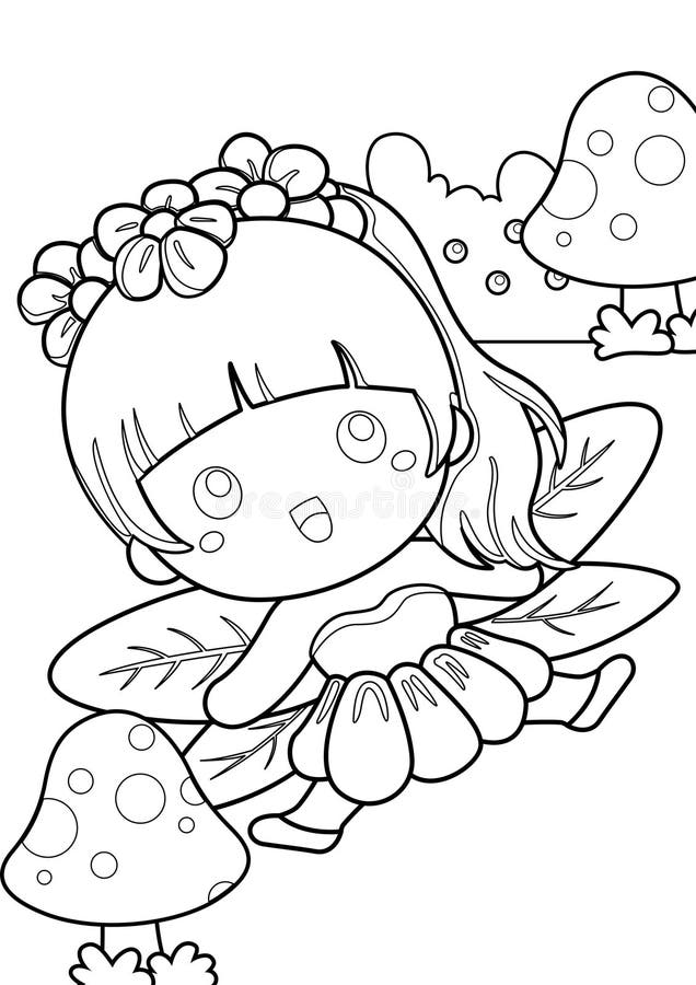 Fairy coloring pages for kids and adult a size stock vector