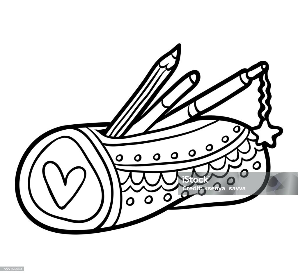 Coloring book pencil case stock illustration