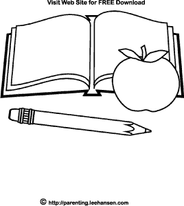 Printable school pencil book and apple coloring page free download