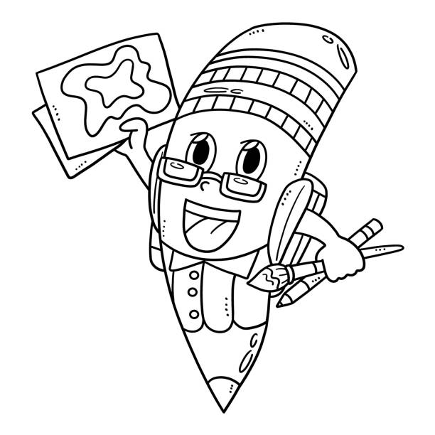 Back to school giant pencil isolated coloring page stock illustration