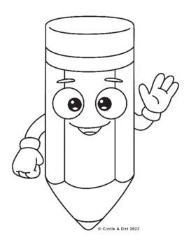 Pencil guy coloring page by circle and dot tpt