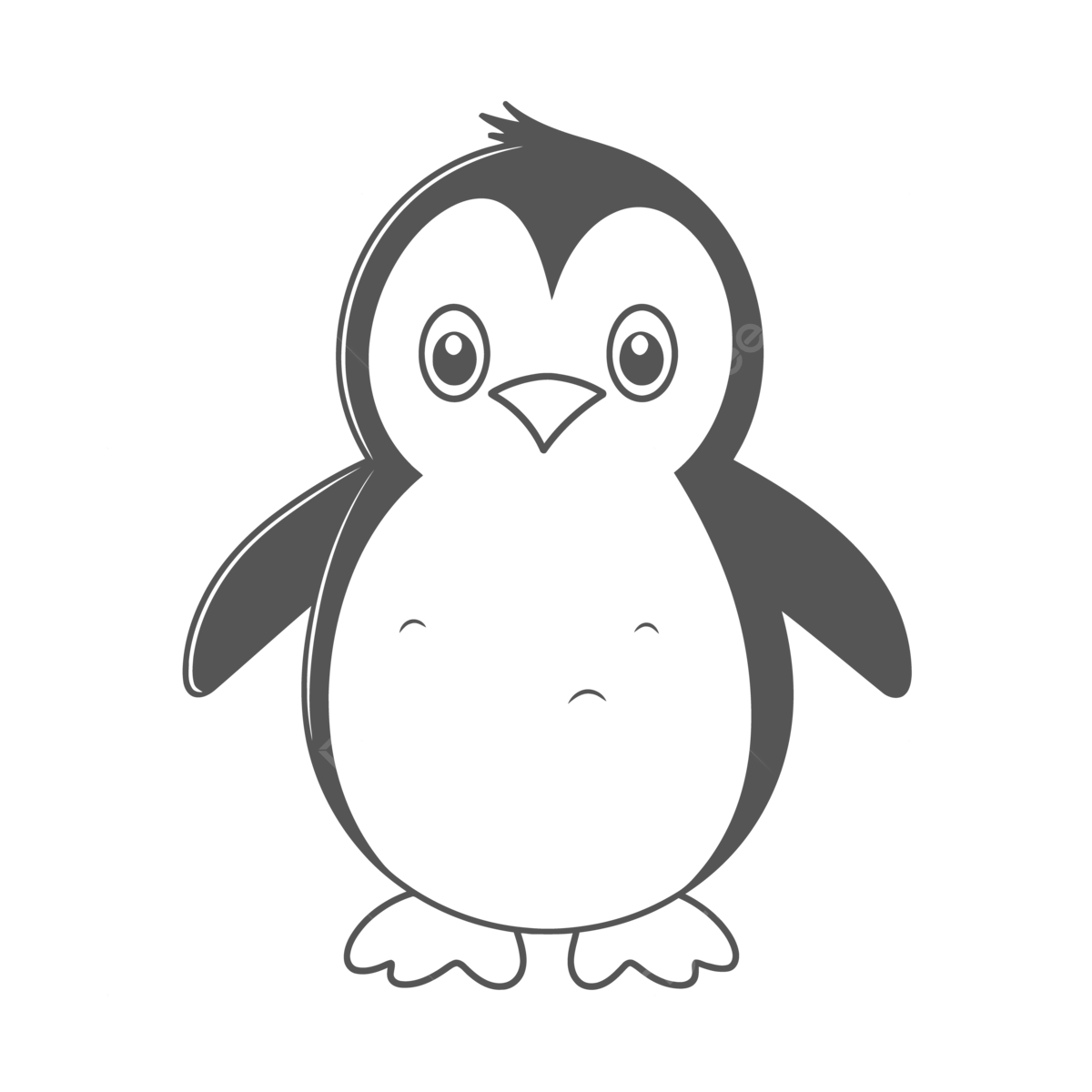 Cartoon black and white penguin coloring page template outline sketch drawing vector car drawing penguin drawing cartoon drawing png and vector with transparent background for free download