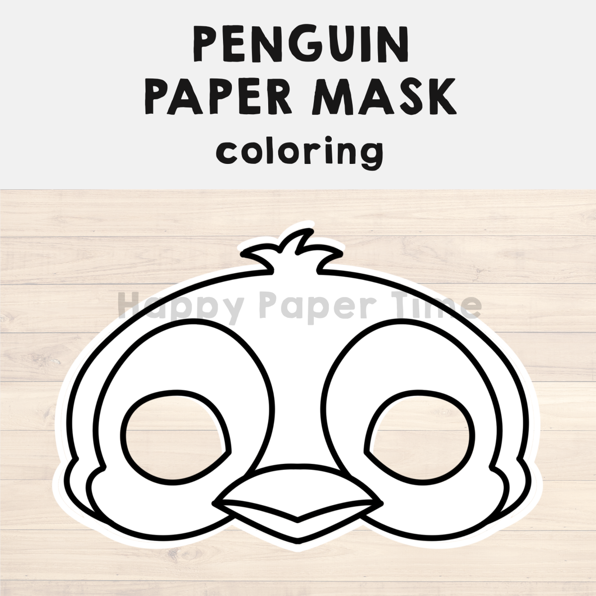 Penguin paper mask printable polar animal coloring craft activity costume made by teachers