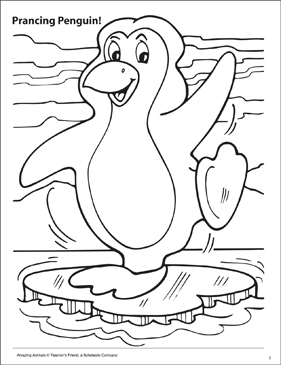 Prancing penguin amazing animals coloring page printable coloring pages