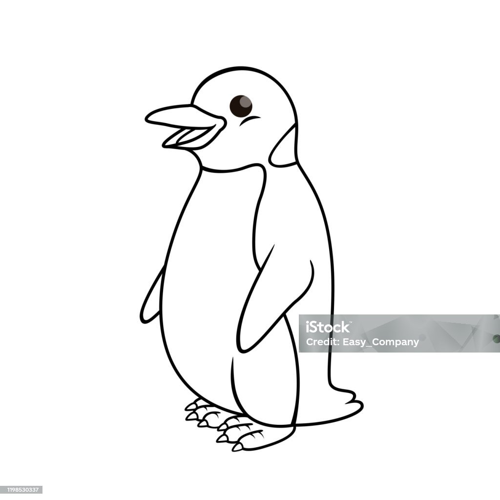 Vector illustration of penguin isolated on white background for kids coloring book stock illustration