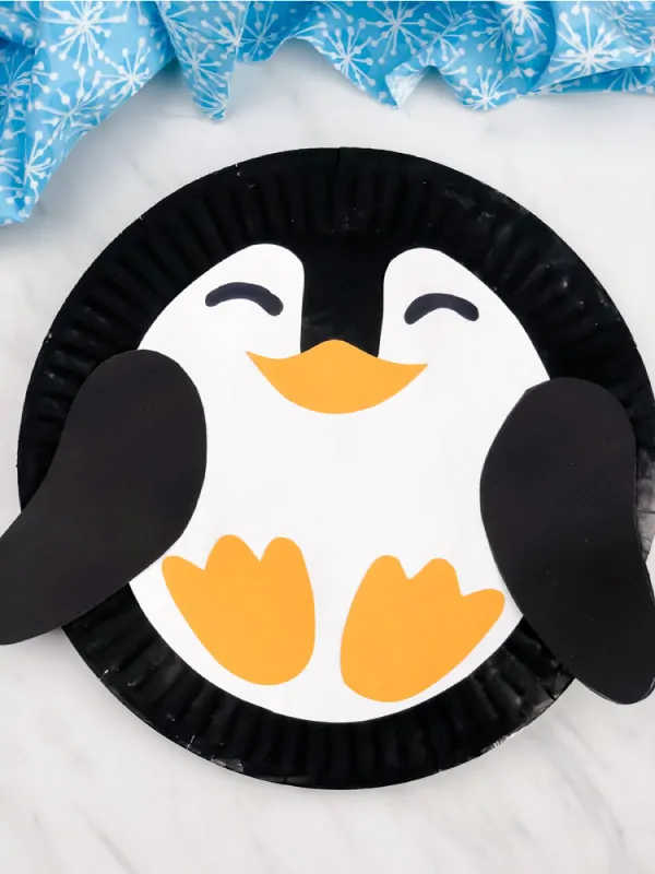 Paper plate penguin craft for kids free template